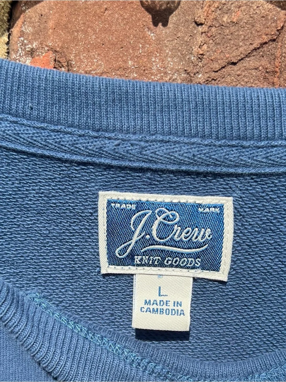 J. Crew Reverse French Terry Crewneck Sweatshirt Sz L Slate Blue 100% Cotton